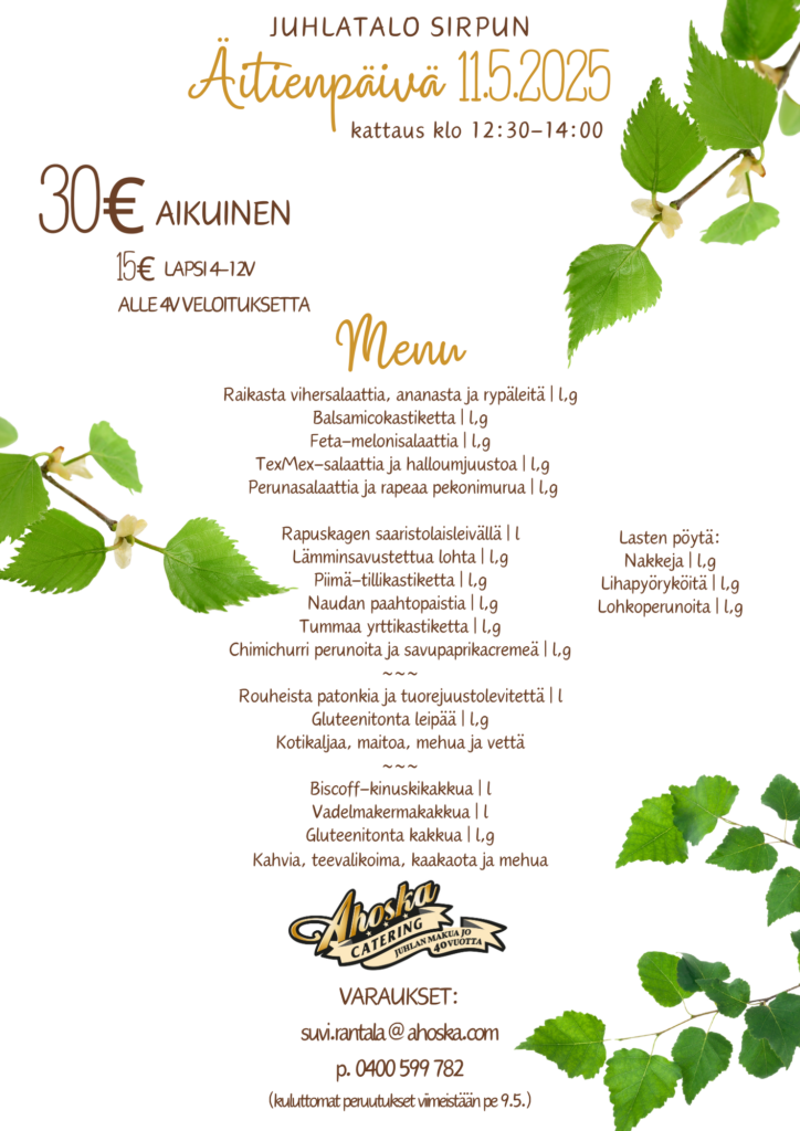 Äitienpäivälounas 11.5.2025 Sirppu